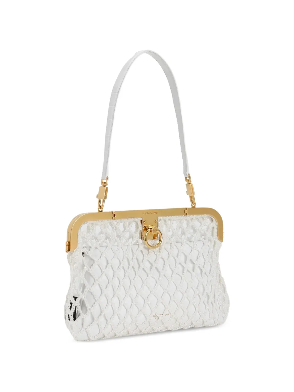 Dolce & Gabbana Amanda handtas van mesh en palmellato kalfsleer Wit