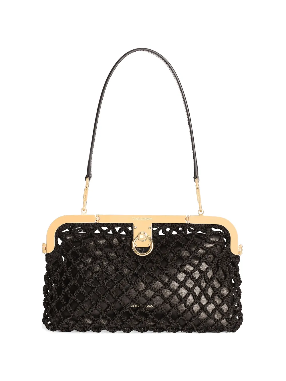 Dolce & Gabbana Amanda handbag in mesh and palmellato calfskin - Black