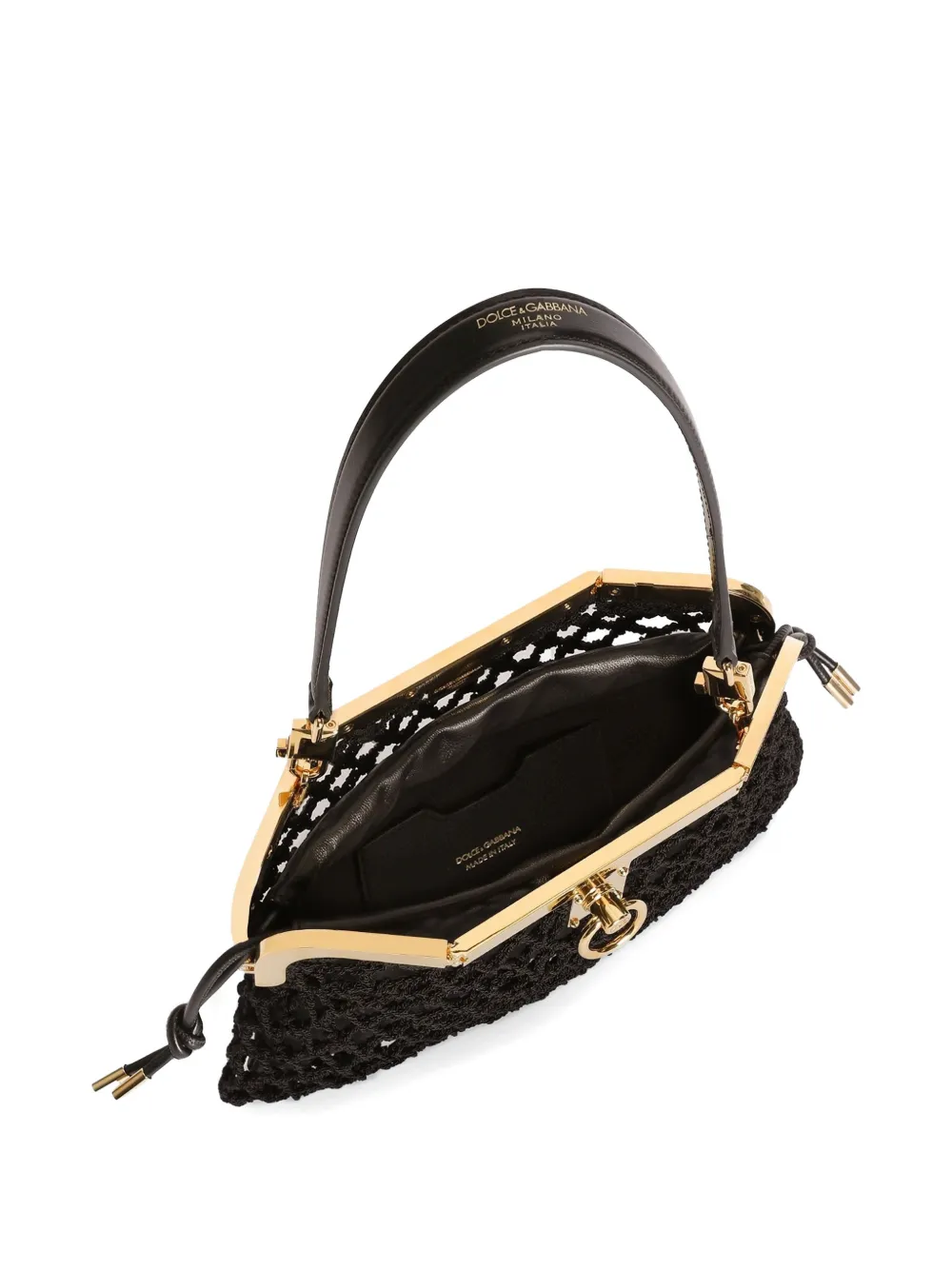 Dolce & Gabbana Amanda handtas van mesh en palmellato kalfsleer Zwart