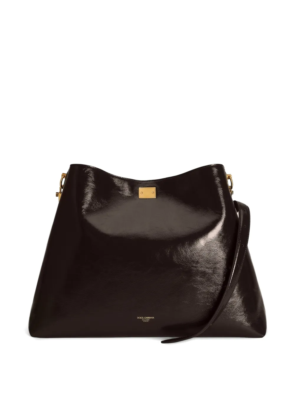 Dolce & Gabbana Vittoria grote kalfsleren schoudertas Bruin