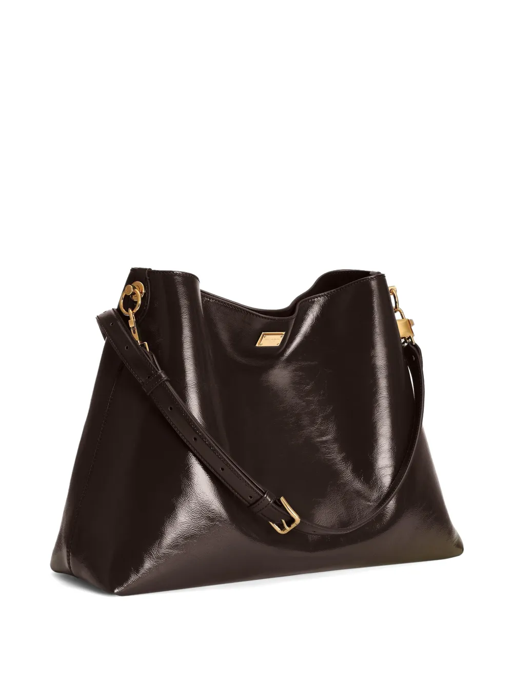 Dolce & Gabbana Vittoria grote kalfsleren schoudertas Bruin