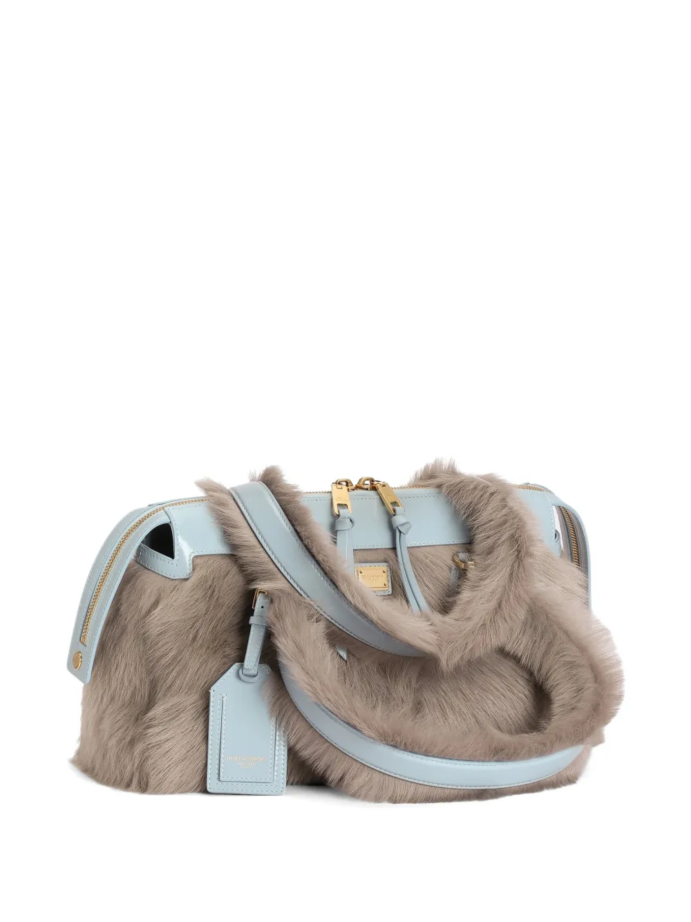 Dolce & Gabbana Vittoria schoudertas van lamswol en kalfsleer Grijs