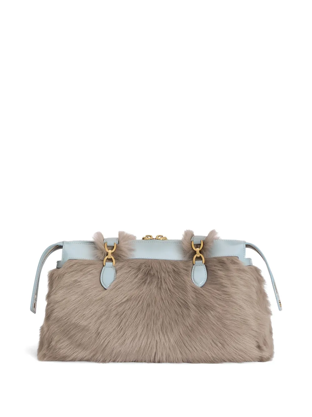 Dolce & Gabbana Vittoria schoudertas van lamswol en kalfsleer Grijs