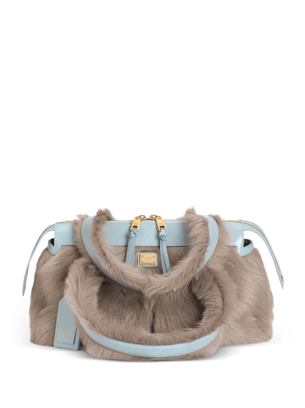 Dolce & Gabbana Vittoria shoulder bag in shearling and calfskin - Grigio