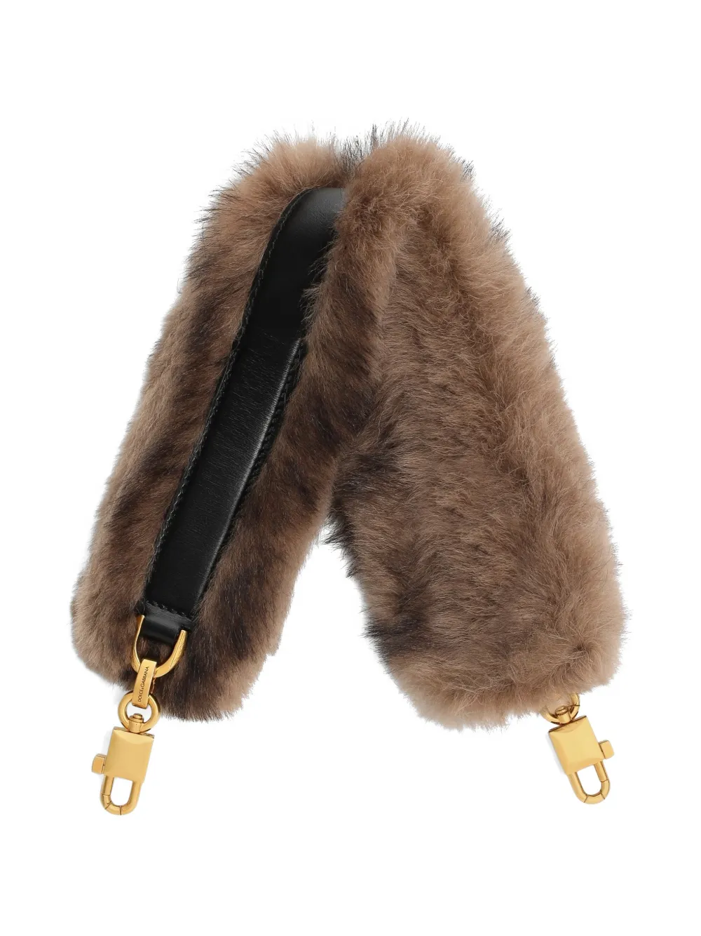 Dolce & Gabbana shearling and palmellato calfskin bag shoulder strap - Marrone