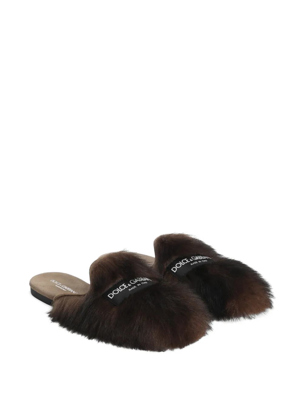 Dolce & Gabbana Lammy suède slippers Bruin