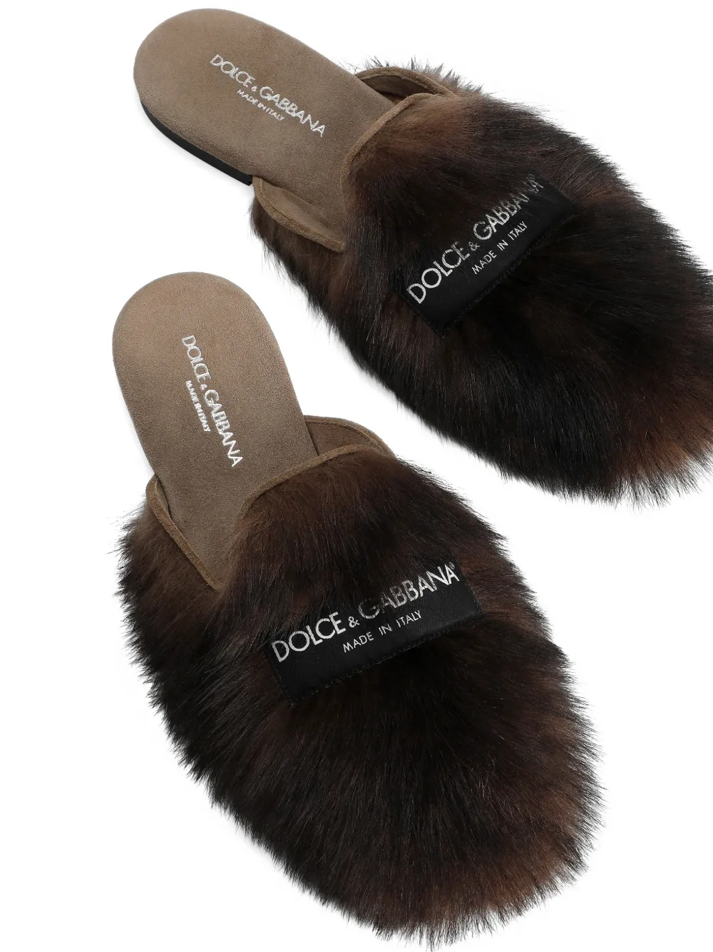 Dolce & Gabbana Lammy suède slippers Bruin
