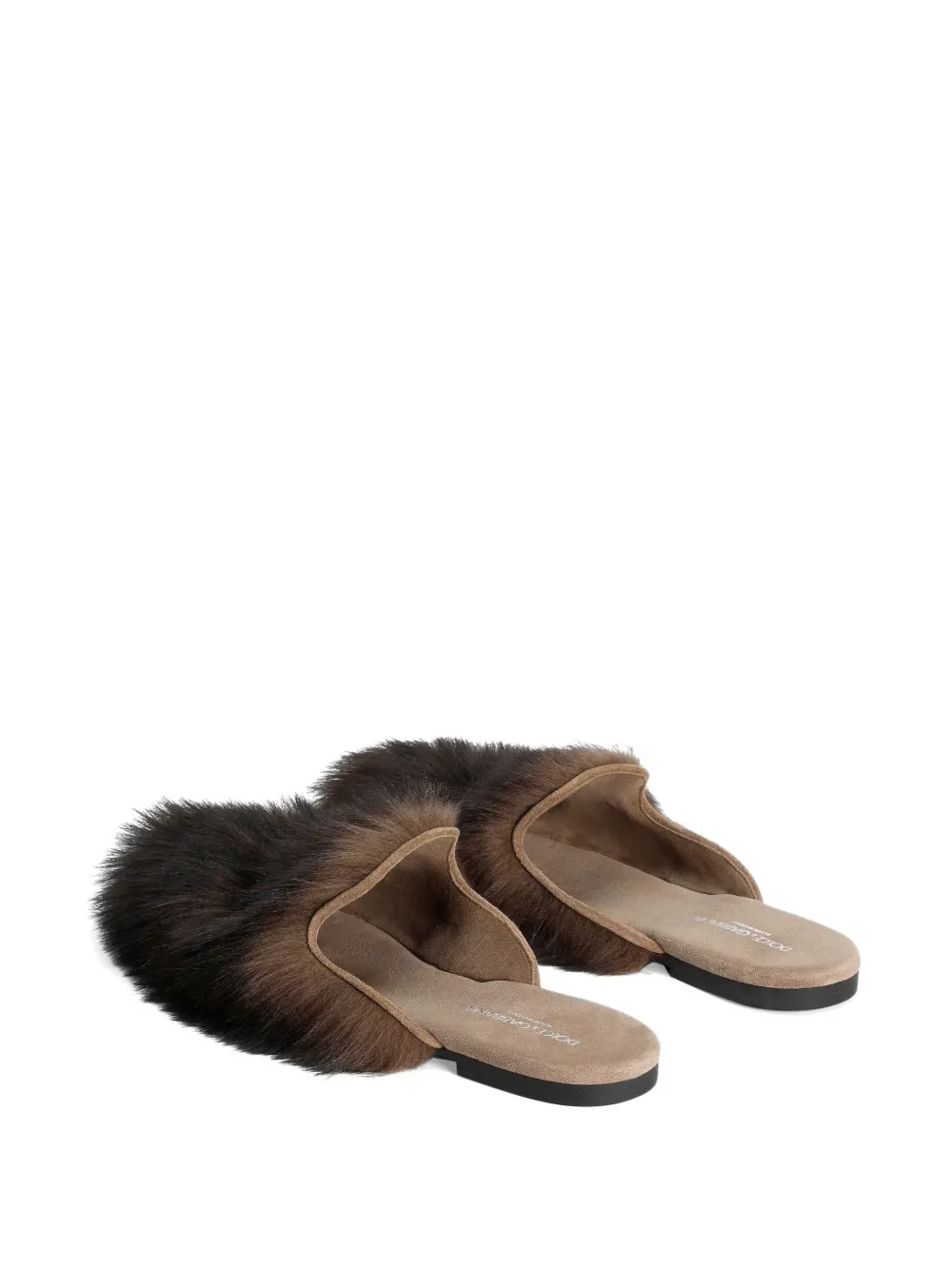 Dolce & Gabbana Lammy suède slippers Bruin
