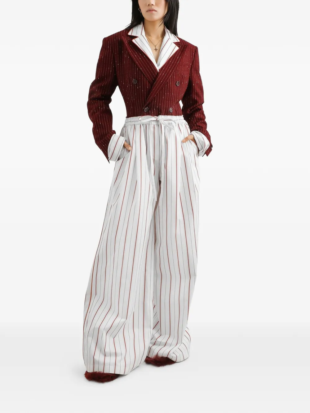 Dolce & Gabbana Gestreepte blazer met dubbele rij knopen Rood
