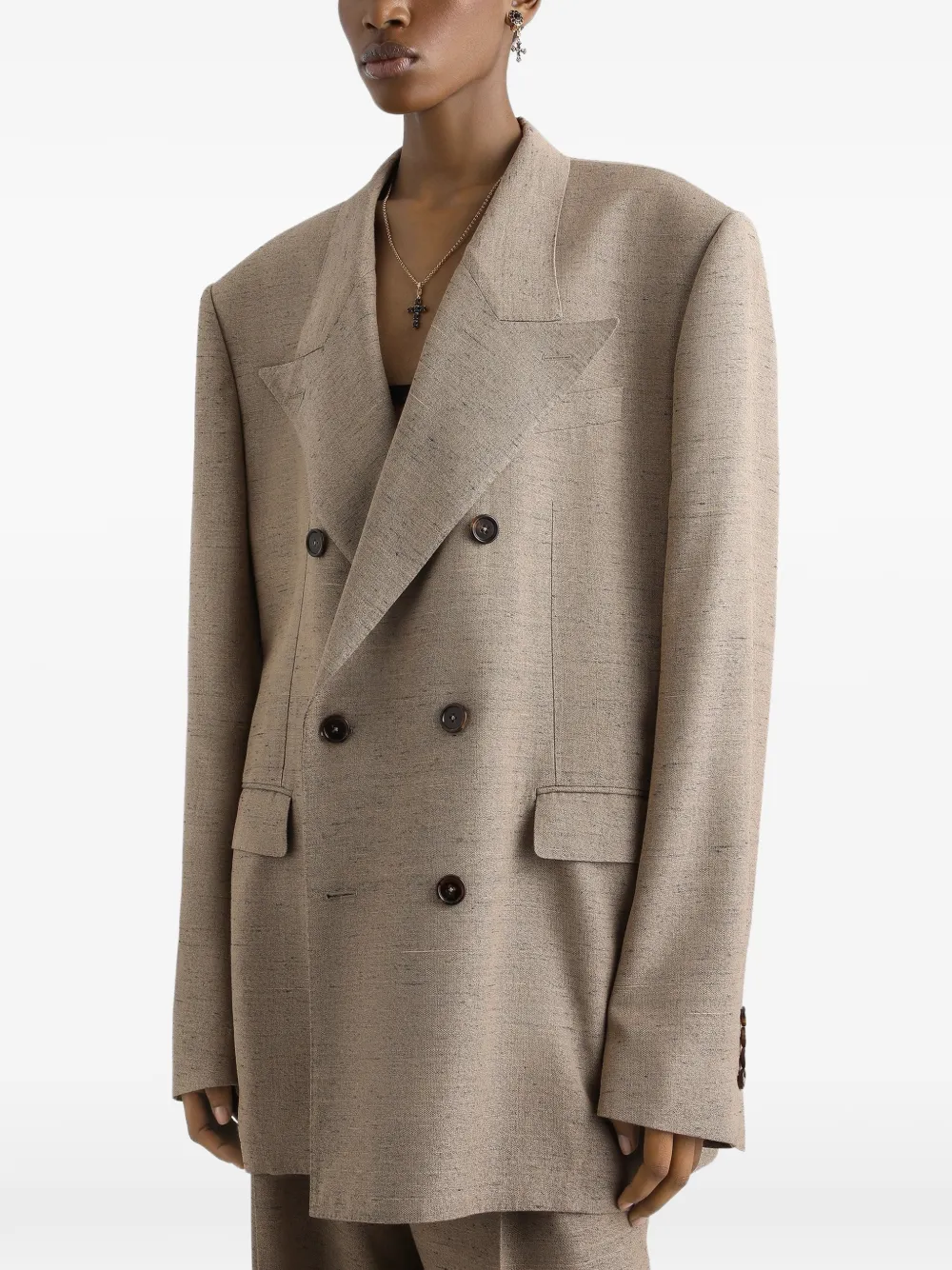 Dolce & Gabbana Jack met dubbele rij knopen Beige