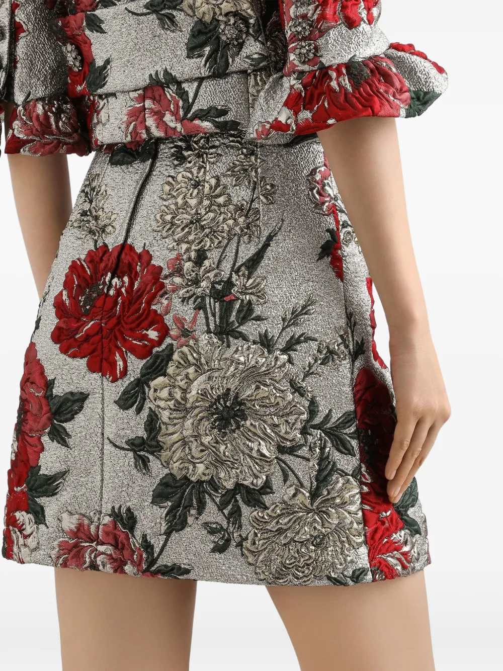 Dolce & Gabbana Mini-rok met geborduurde bloemen Zilver