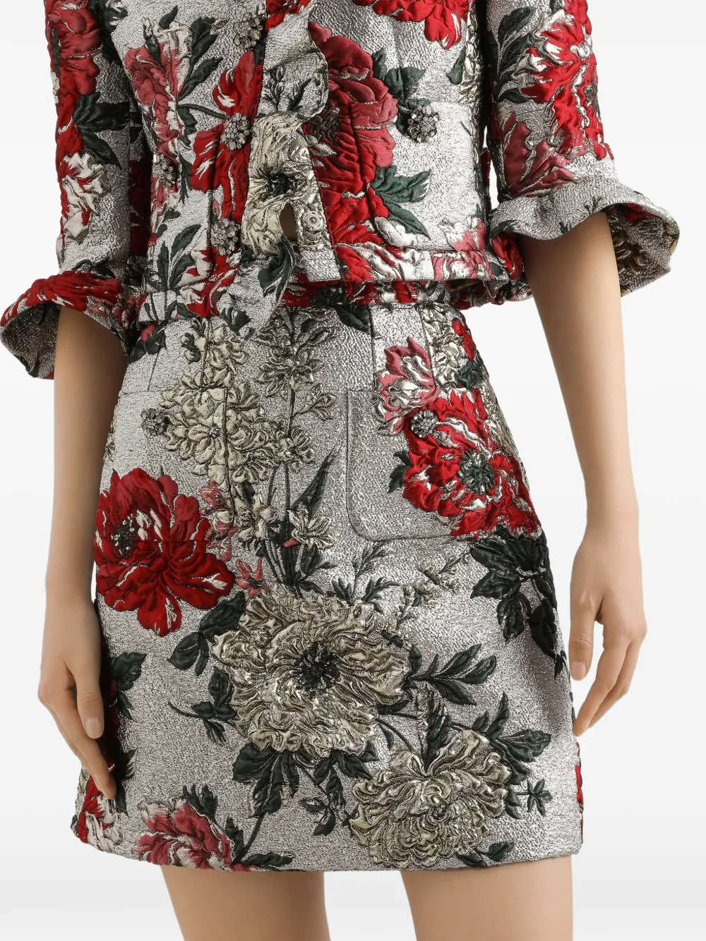 Dolce & Gabbana Mini-rok met geborduurde bloemen Zilver