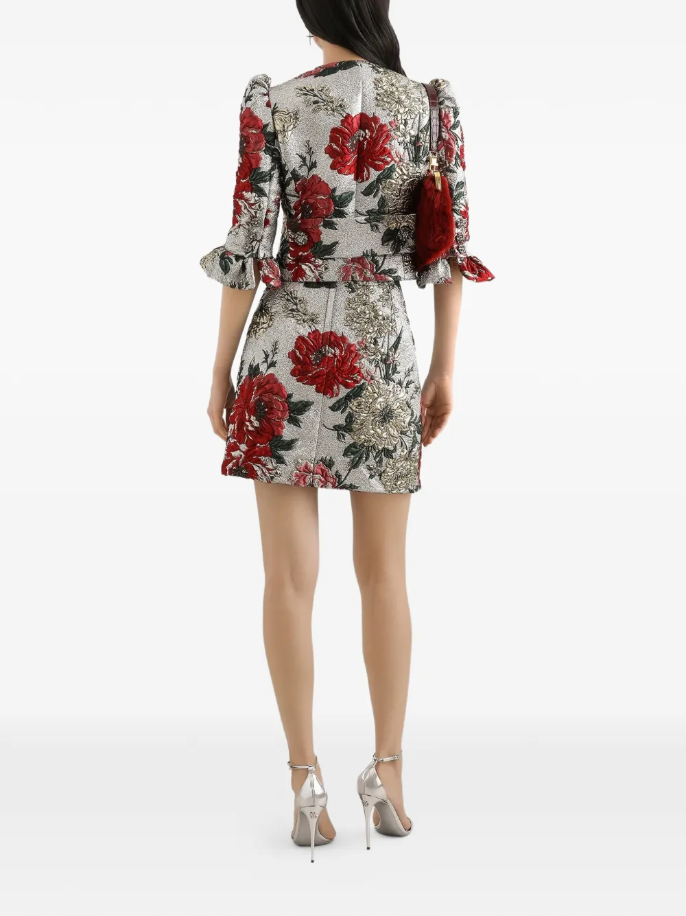 Dolce & Gabbana Mini-rok met geborduurde bloemen Zilver