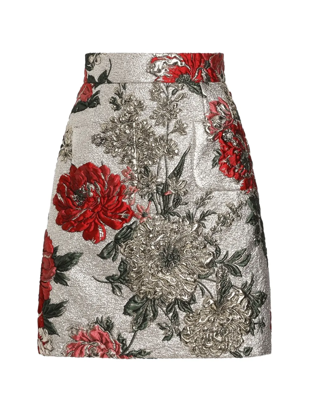 Dolce & Gabbana Minirock mit Blumenstickerei - Silber