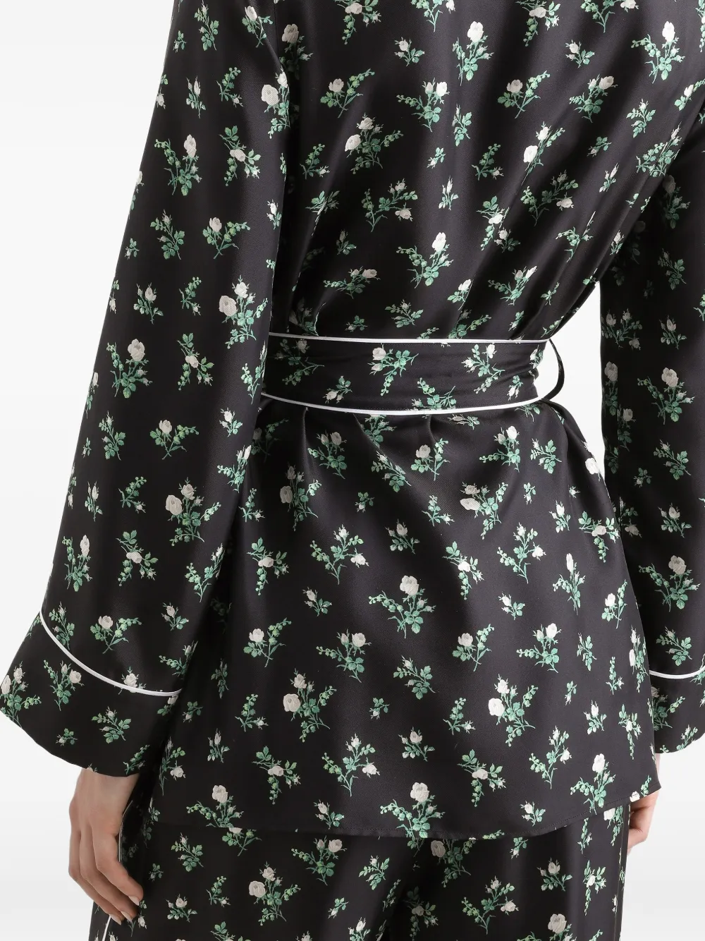 Dolce & Gabbana Twill blouse met rozen en lelies print Zwart