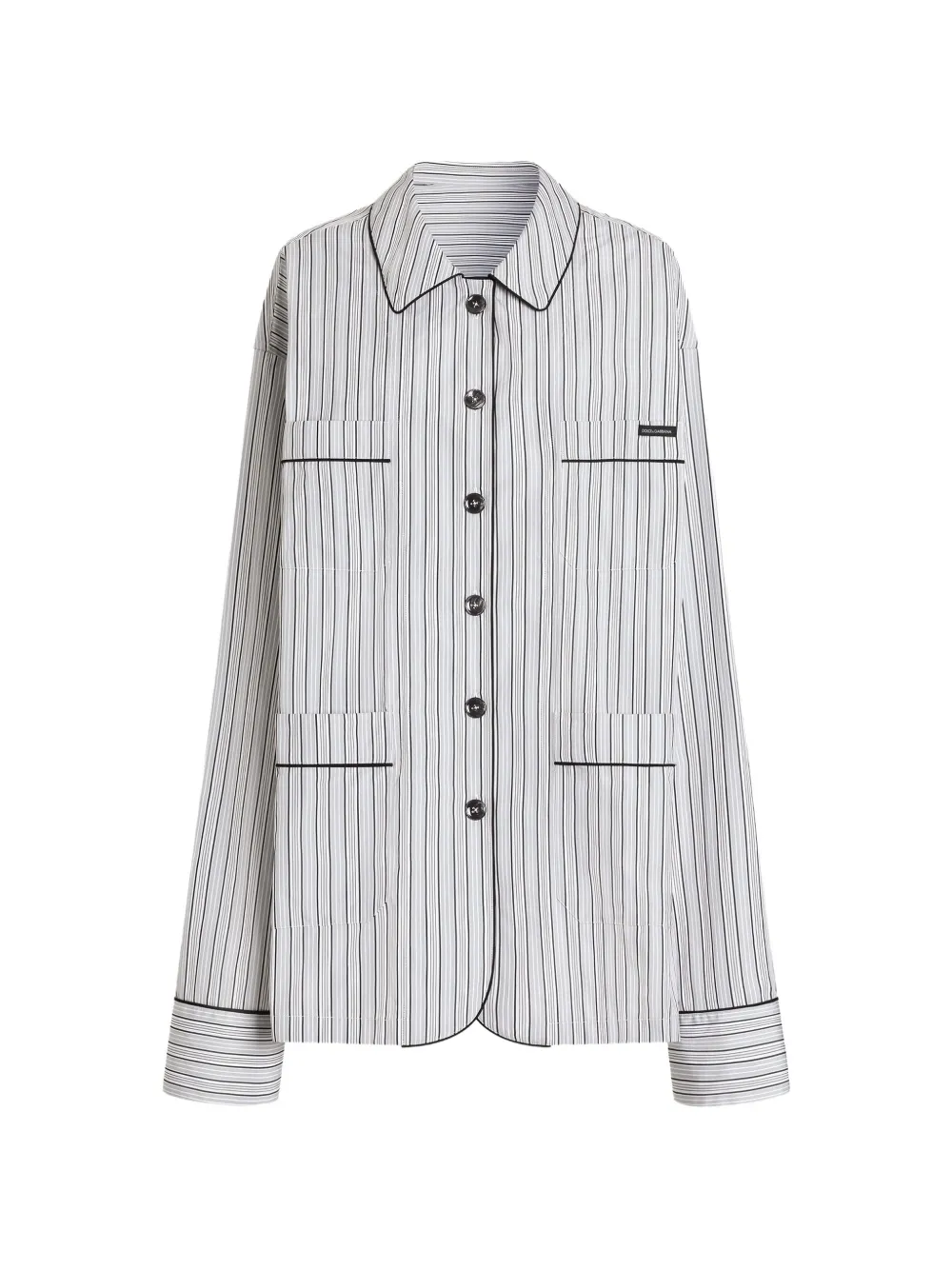 Dolce & Gabbana Camicia a righe con applicazione - Bianco
