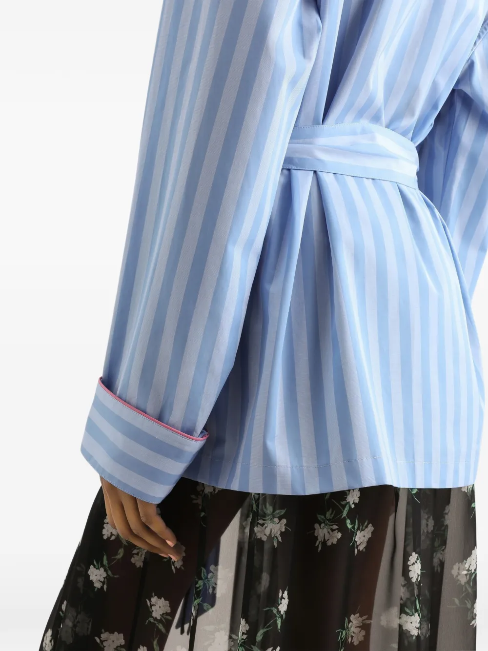 Dolce & Gabbana Gestreept jack met ceintuur Blauw
