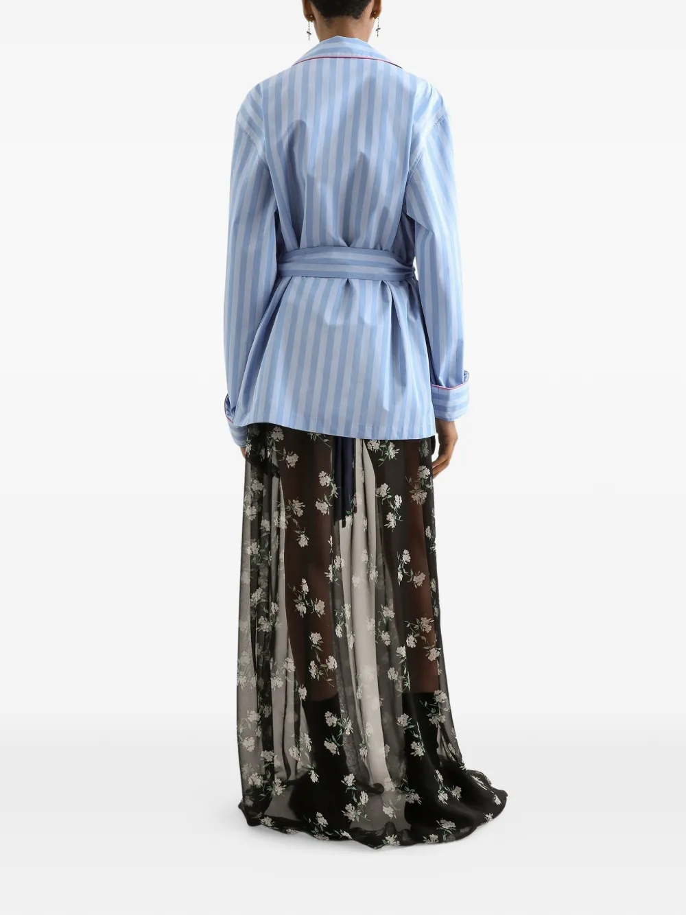 Dolce & Gabbana Gestreept jack met ceintuur Blauw
