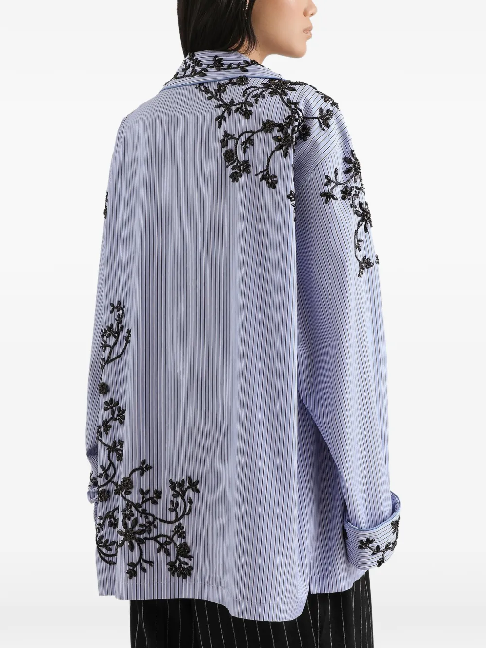 Dolce & Gabbana Katoenen blouse met geborduurde bloemen Blauw