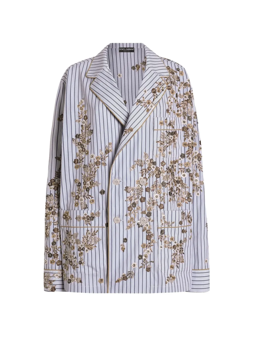 Dolce & Gabbana poplin vanity shirt with thread floral embroidery - Blue