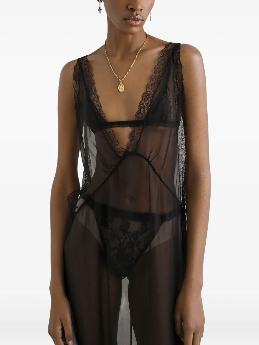 Dolce & Gabbana Chiffon maxi-jurk Zwart