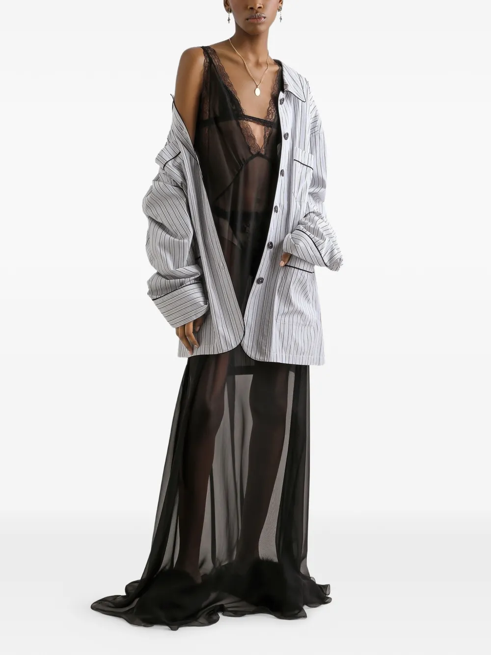 Dolce & Gabbana Chiffon maxi-jurk Zwart
