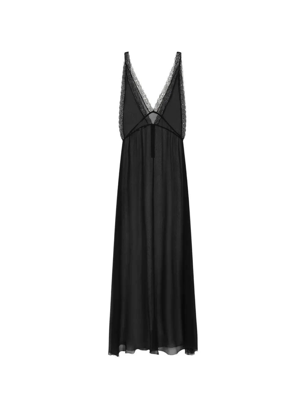 Dolce & Gabbana V-Ausschnitt-Maxikleid mit Spitze - Schwarz