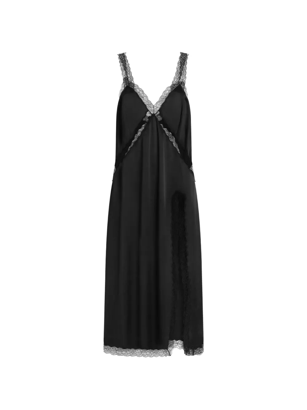 Dolce & Gabbana Midikleid mit Spitzenbesatz - Schwarz