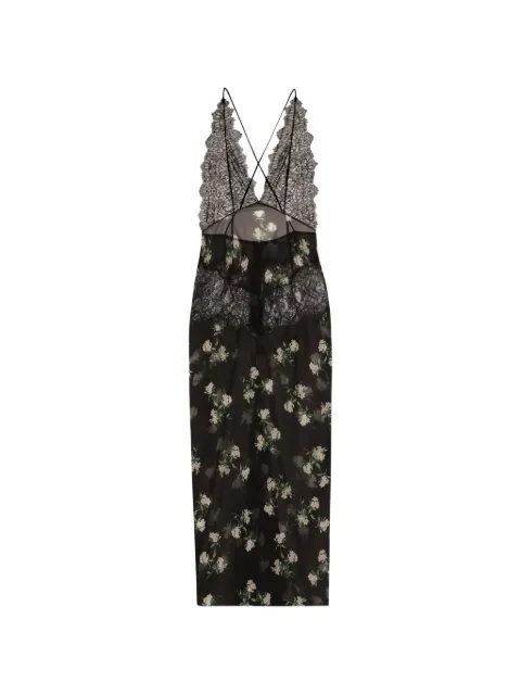 Dolce & Gabbana violets-print dress with lace insert
