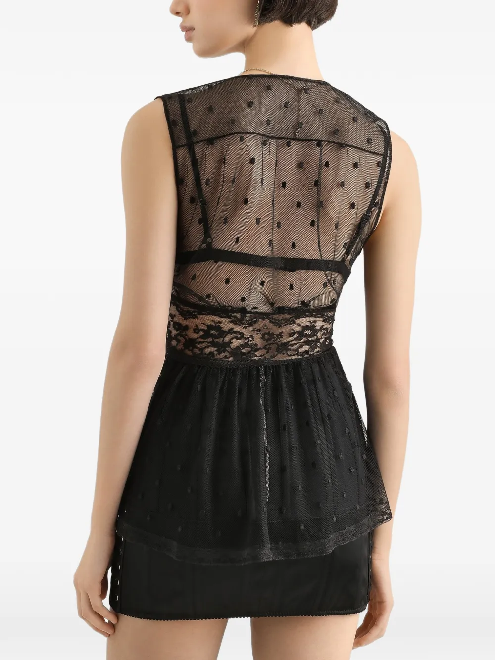 Dolce & Gabbana Top met stippen en kant Zwart