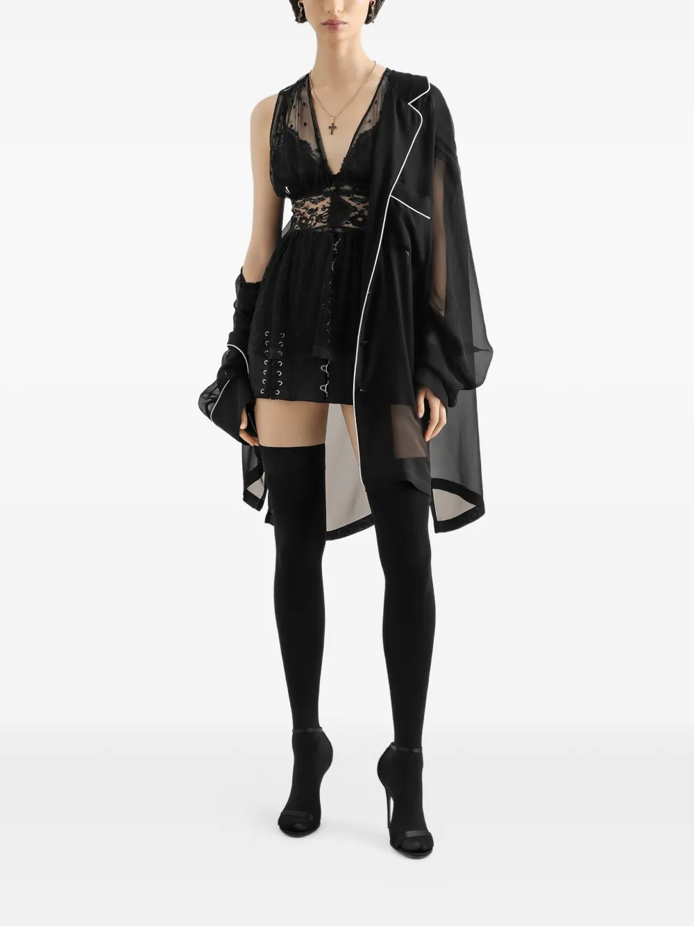 Dolce & Gabbana Top met stippen en kant Zwart