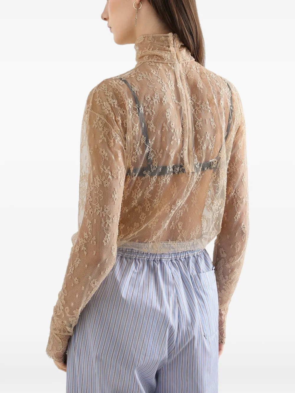 Dolce & Gabbana Chantilly blouse met kant Beige