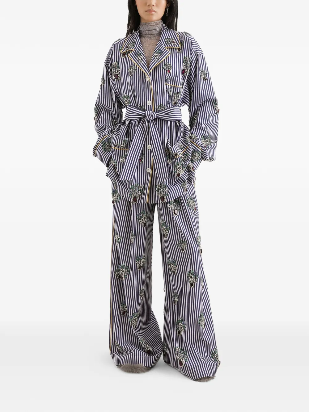 Dolce & Gabbana Blouse met hoge hals Grijs