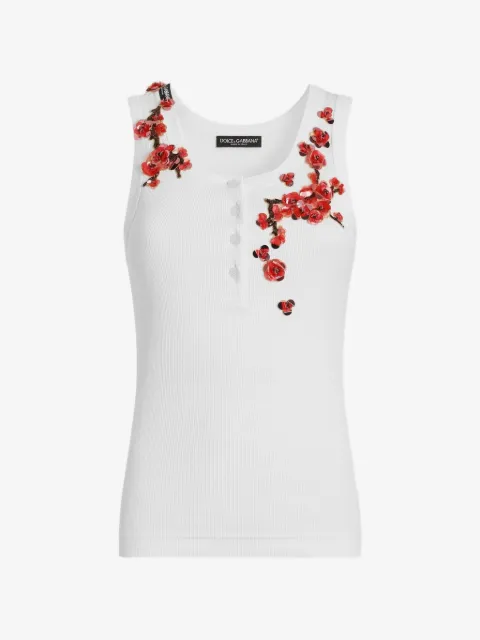 Dolce & Gabbana تانك توب بأزرار وأبليكة زهور