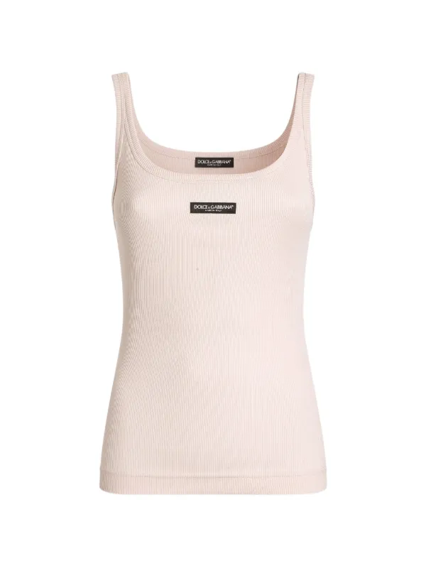 DOLCE & GABANNA tank top/ タンクトップ Two-way stretch cotton tank top with logo label in Black for Men