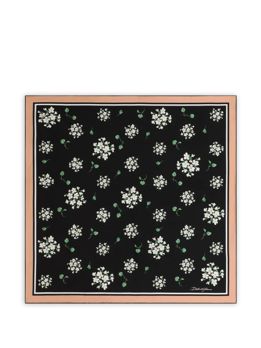 Dolce & Gabbana 70x70 geranium-print silk twill scarf - Nero
