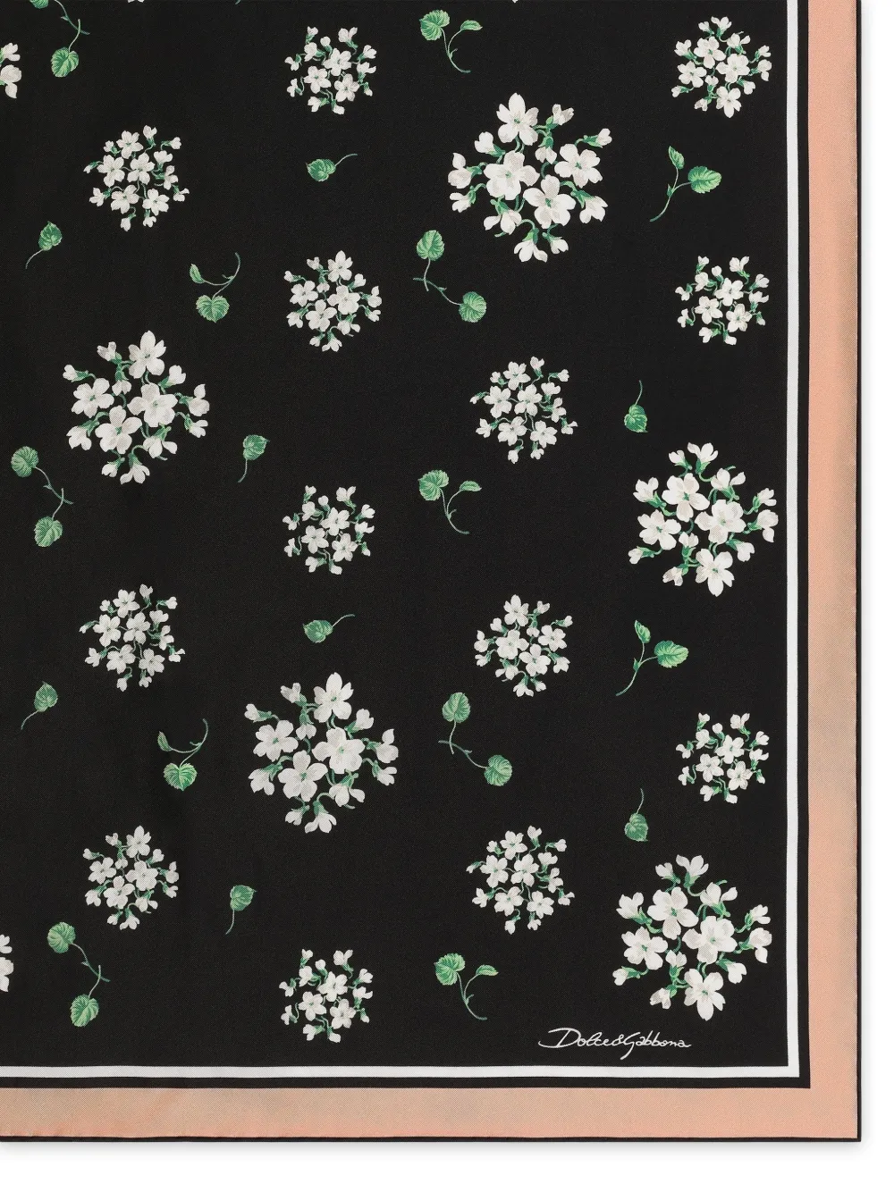 Dolce & Gabbana 70x70 zijden twill sjaal met print Zwart