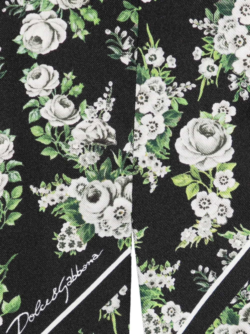 Dolce & Gabbana Kleine zijden twill bandeau met bloemen-print Zwart