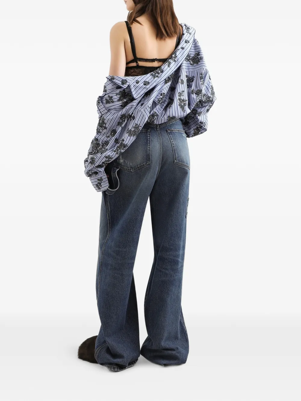 Dolce & Gabbana Jeans met knoopsluiting en ceintuur Blauw