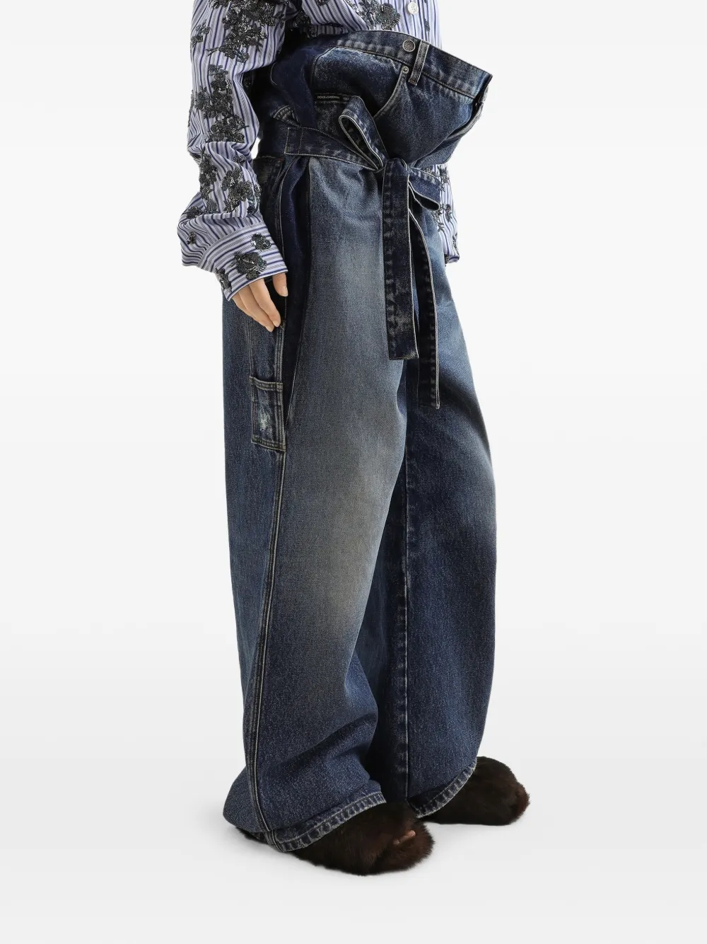 Dolce & Gabbana Jeans met knoopsluiting en ceintuur Blauw