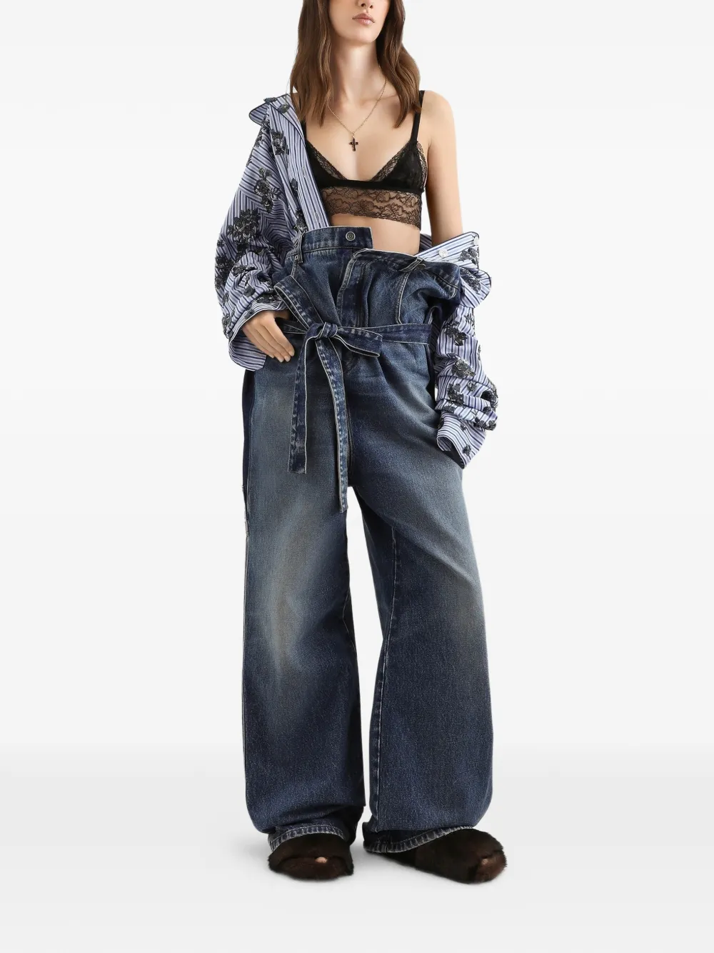 Dolce & Gabbana Jeans met knoopsluiting en ceintuur Blauw