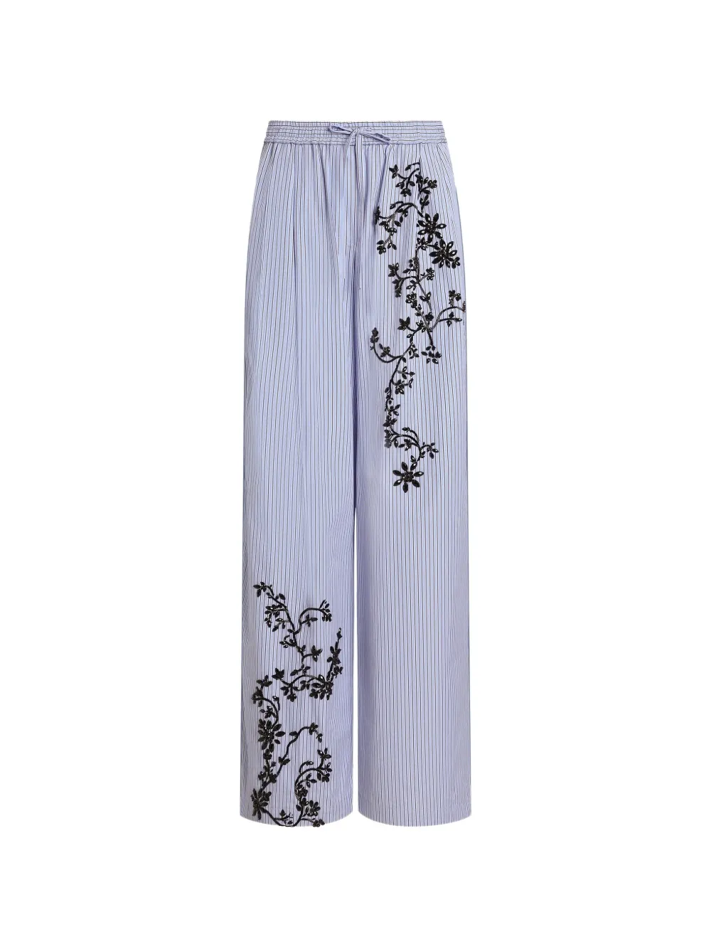 Dolce & Gabbana Pantaloni a righe con ricamo - Blu