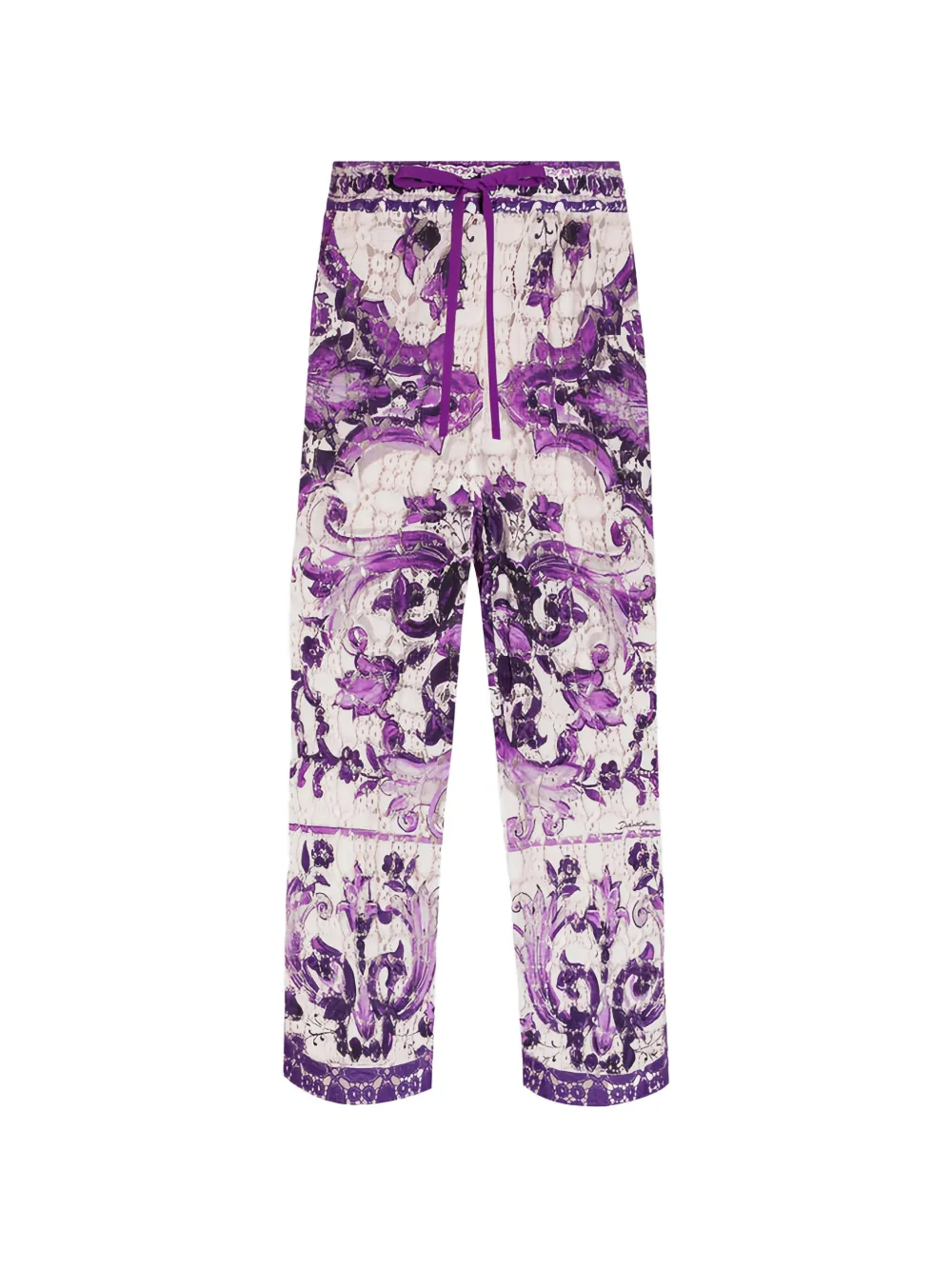 Dolce & Gabbana striped poplin trousers with embroidery and rhinestones - Blue