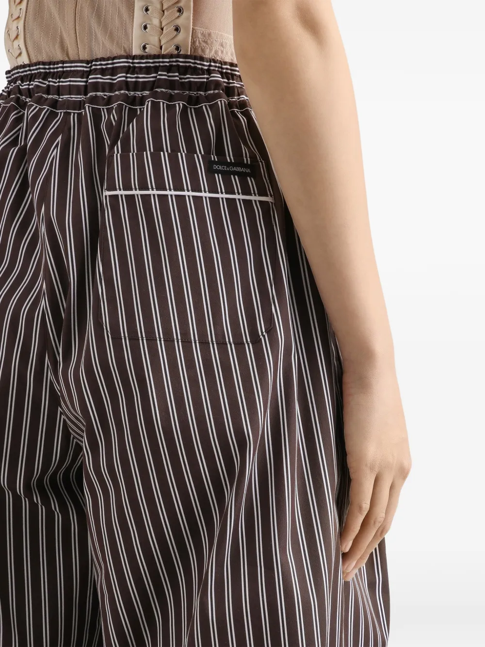 Dolce & Gabbana Gestreepte popeline broek Bruin