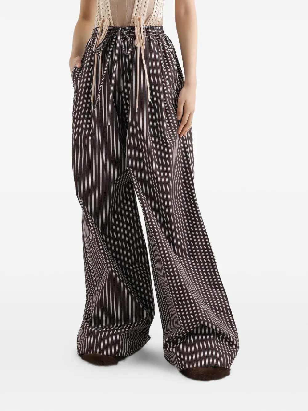 Dolce & Gabbana Gestreepte popeline broek Bruin