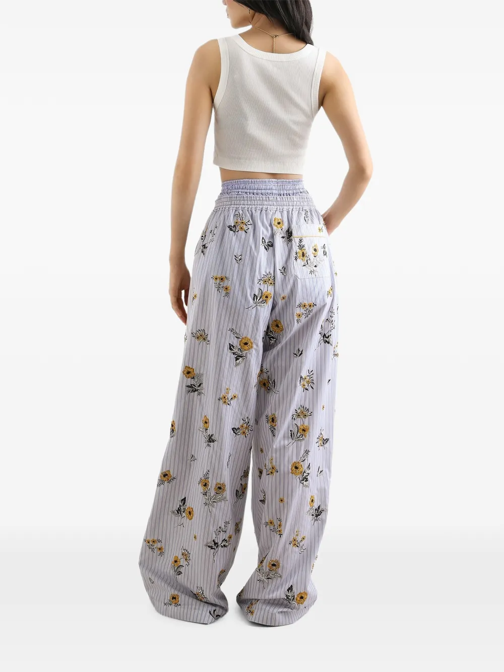 Dolce & Gabbana Popeline broek met geborduurde bloemen en stras Wit
