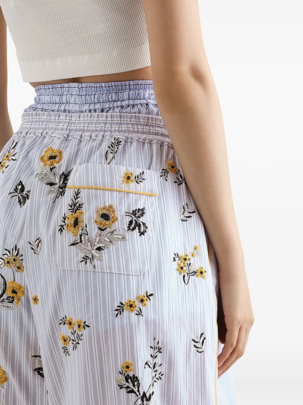 Dolce & Gabbana Popeline broek met geborduurde bloemen en stras Wit