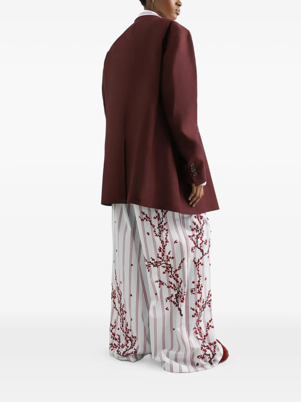 Dolce & Gabbana Popeline broek met geborduurde bloemen Wit