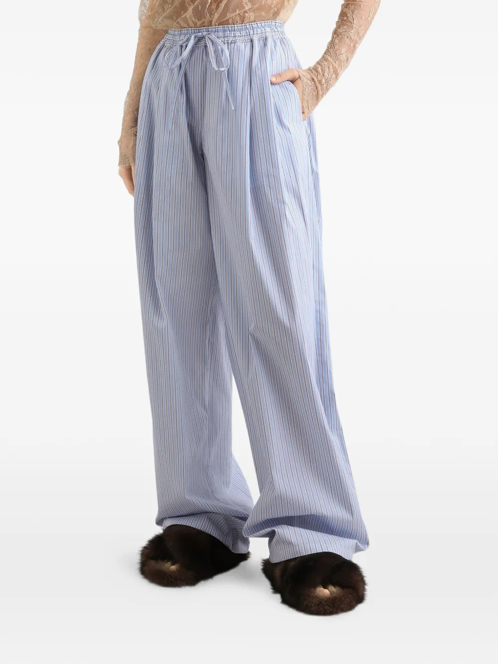 Dolce & Gabbana Gestreepte popeline broek Blauw