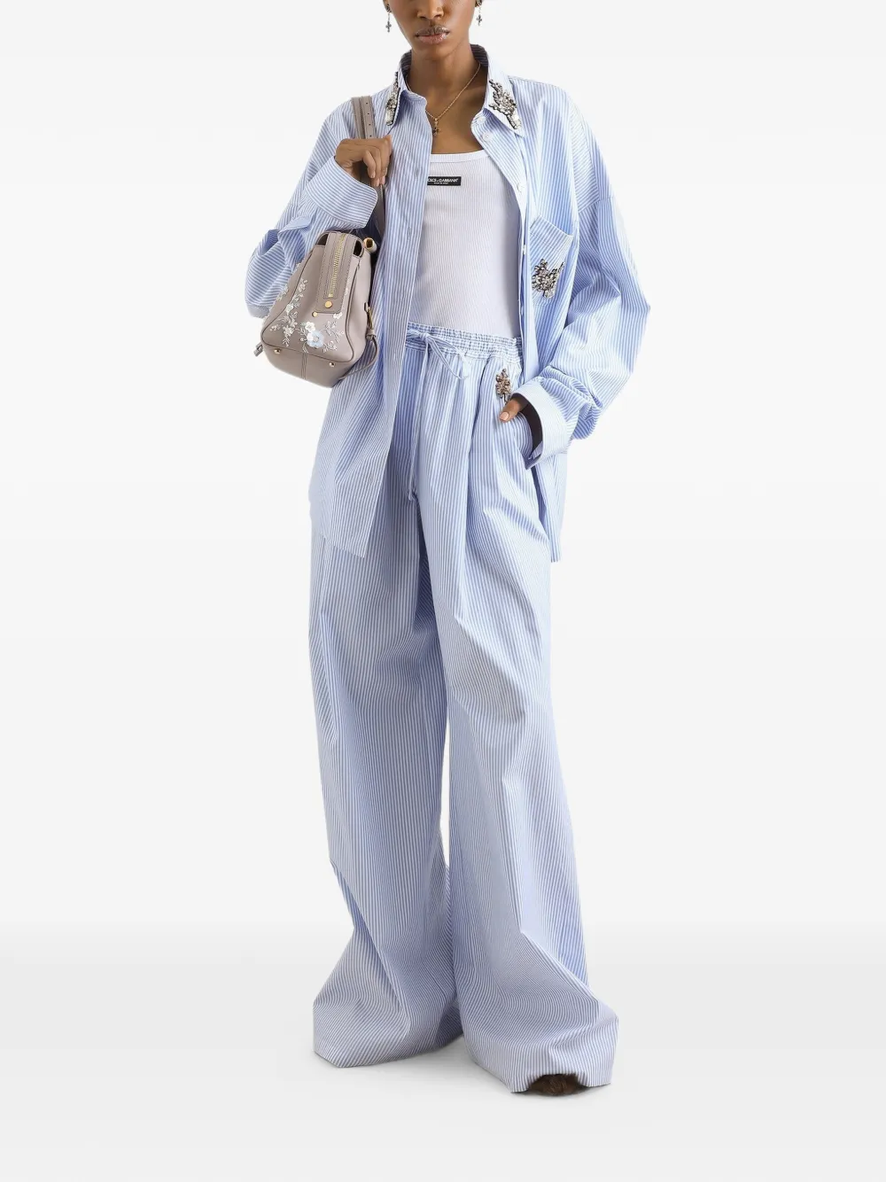 Dolce & Gabbana Gestreepte popeline broek Blauw